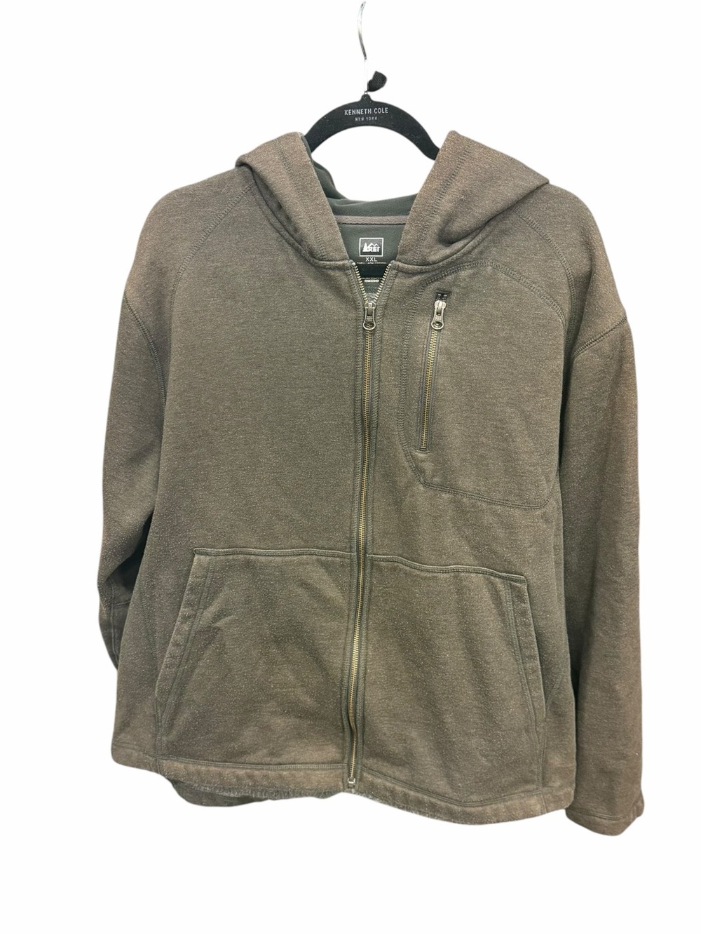 REI Men's Brown Full-Zip Hooded Performance Jacket